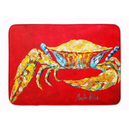 Carolines Treasures Crab Blue on Red Sr. Machine Washable Memory Foam Mat MW1116RUG
